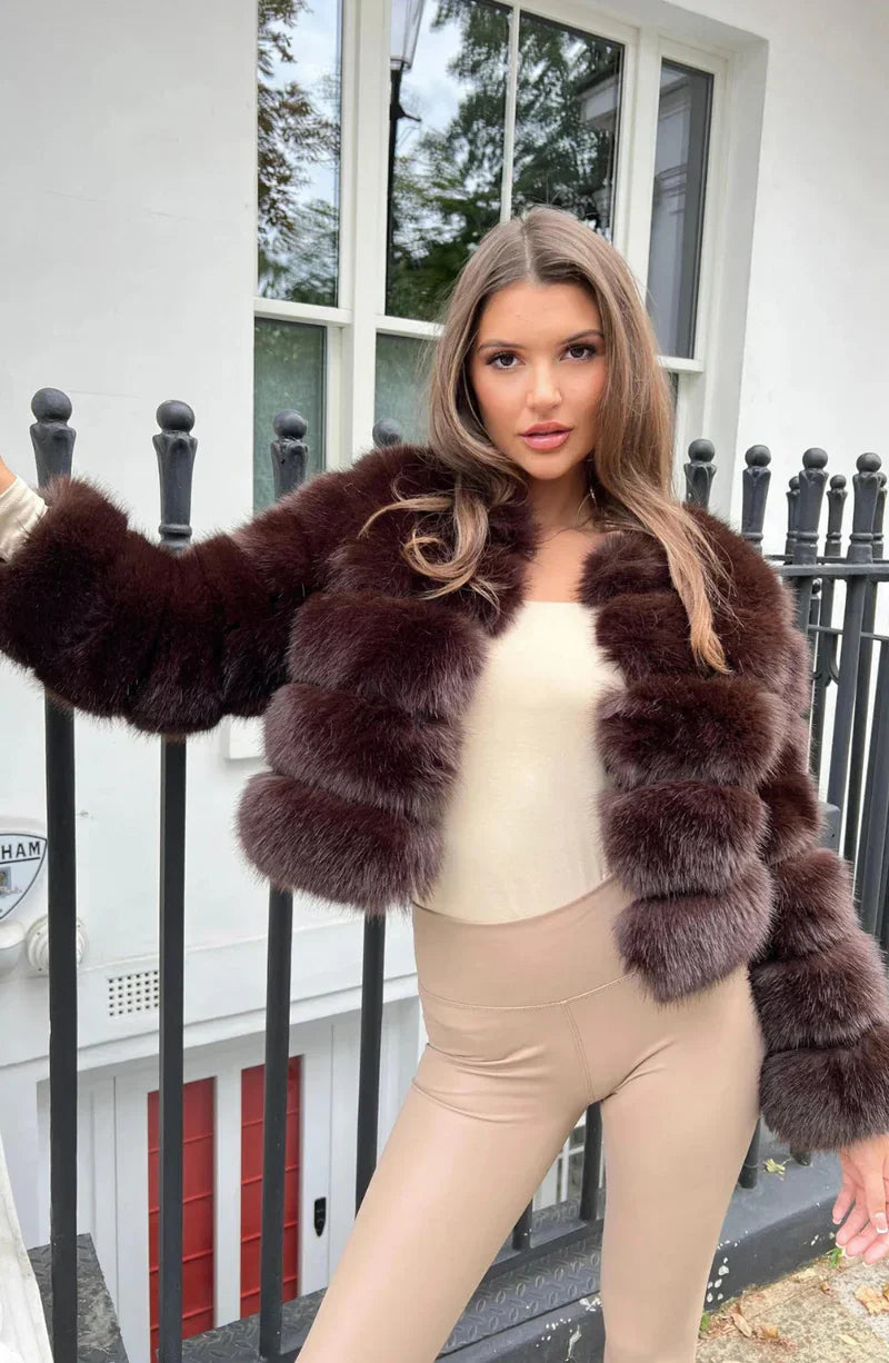 ModeGeist | Kunstfell Puffermantel Kurze Plüsch Winterjacke