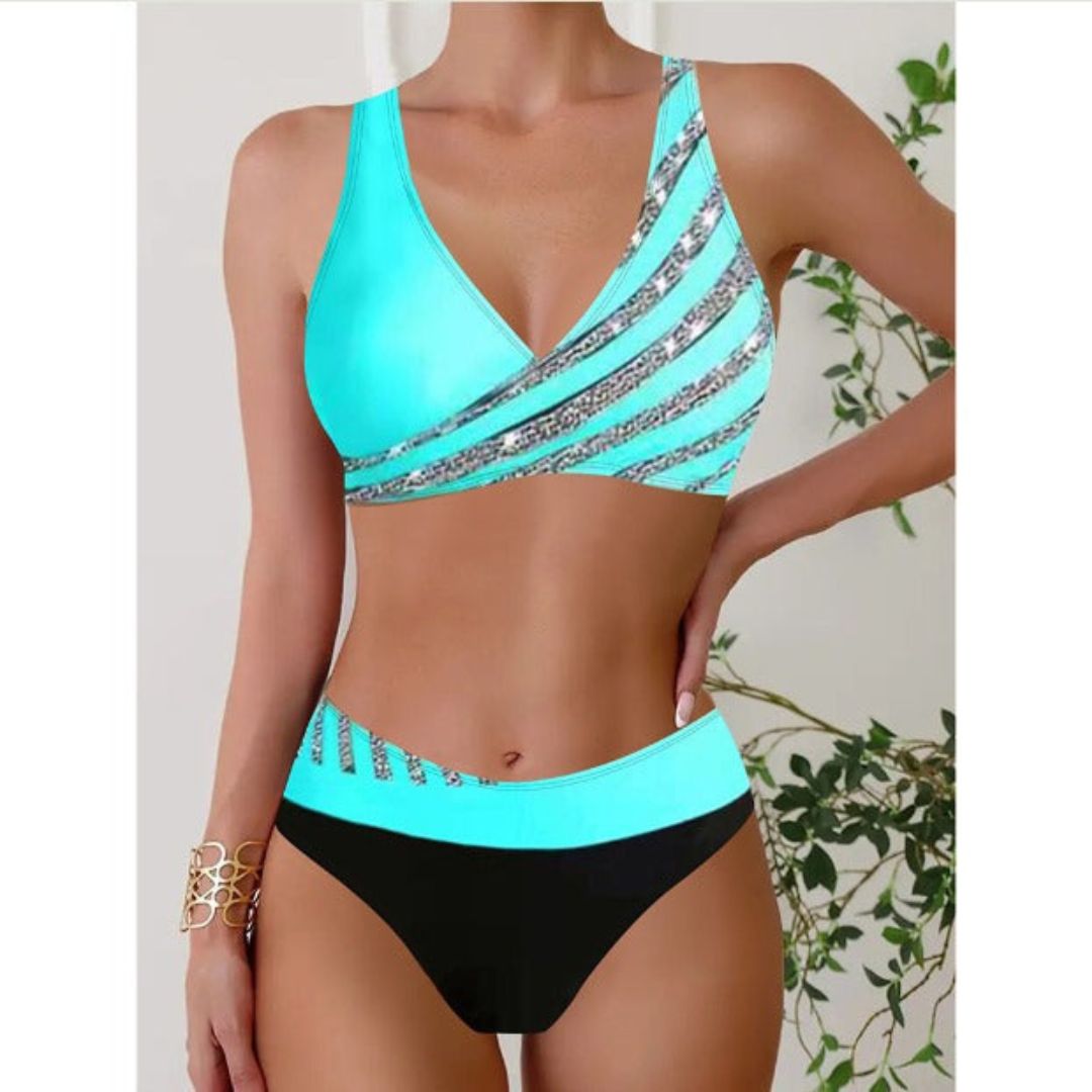 MODEGEIST Damen Neckholder Badeanzug Bedruckt Tropisch