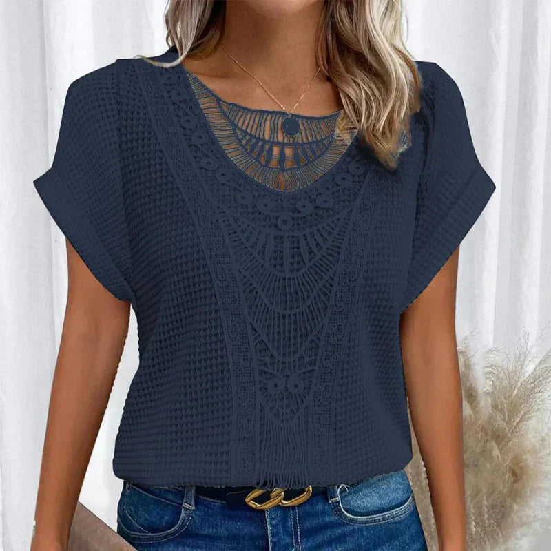 ALEYNA: Spitzenbluse aus Strickstoff