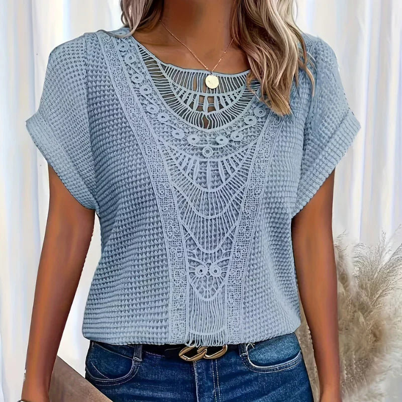 ALEYNA: Spitzenbluse aus Strickstoff