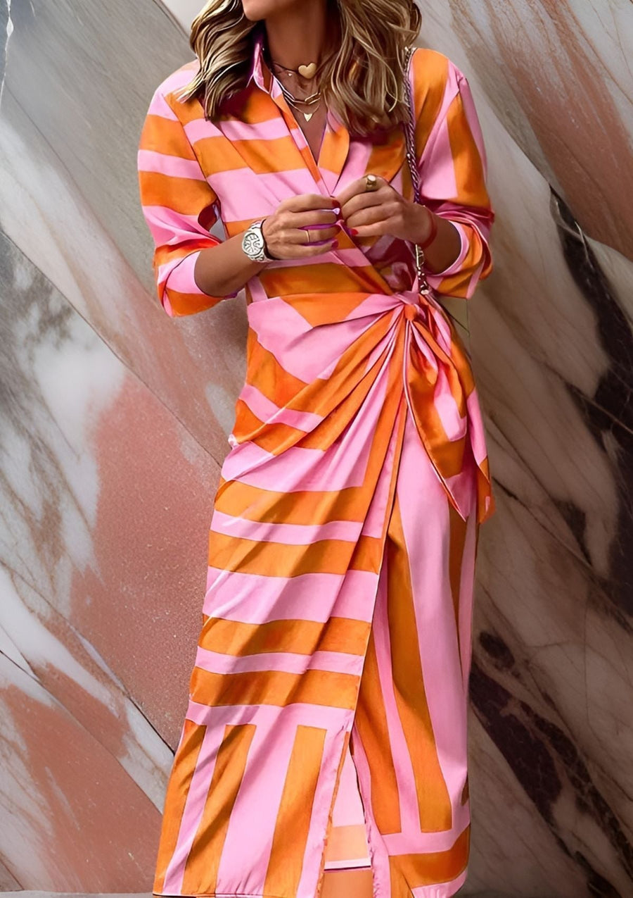 AZRA: Gedrucktes, geknüpftes Satin-Kleid