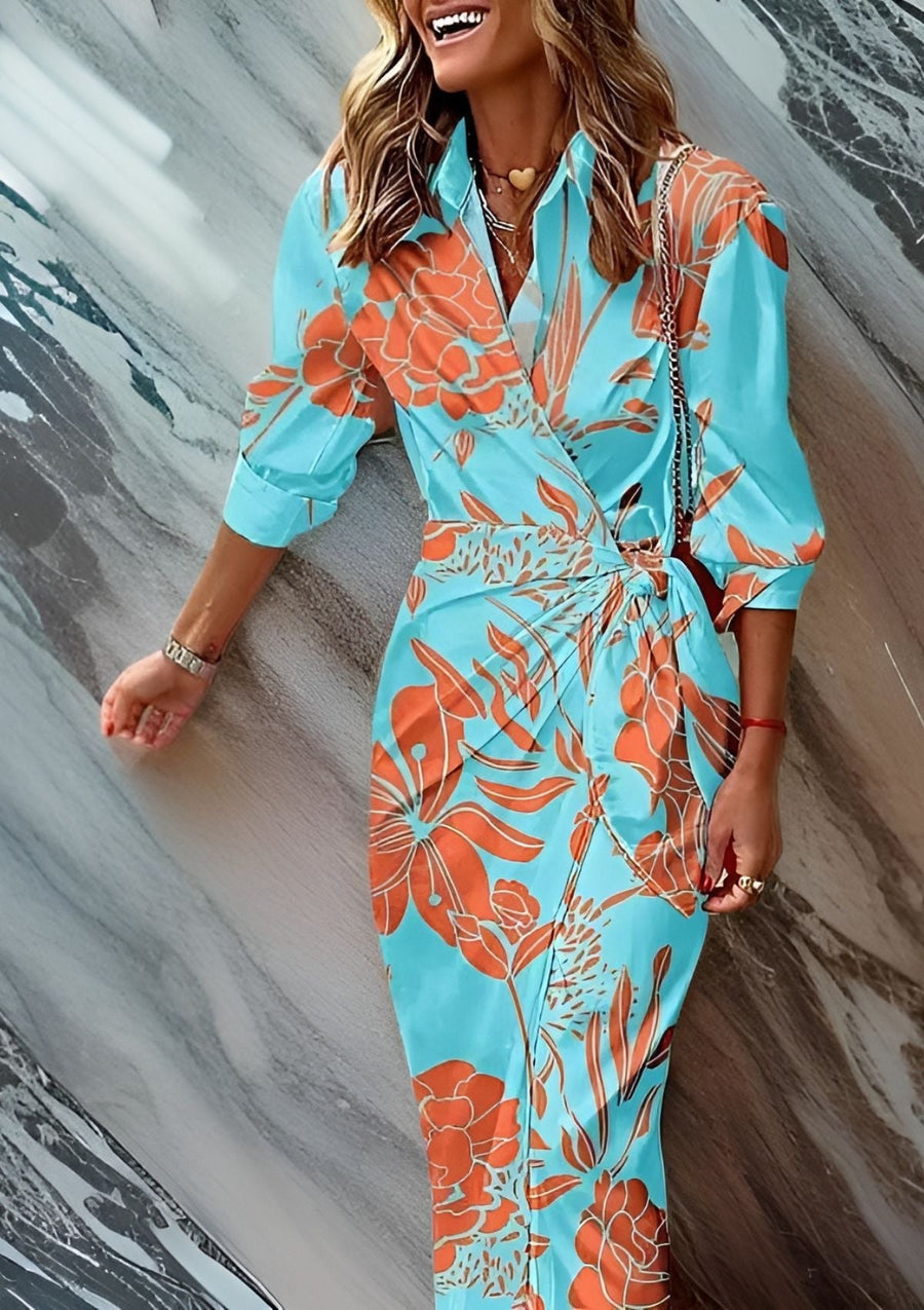 AZRA: Gedrucktes, geknüpftes Satin-Kleid