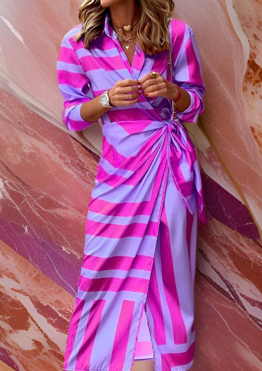 AZRA: Gedrucktes, geknüpftes Satin-Kleid