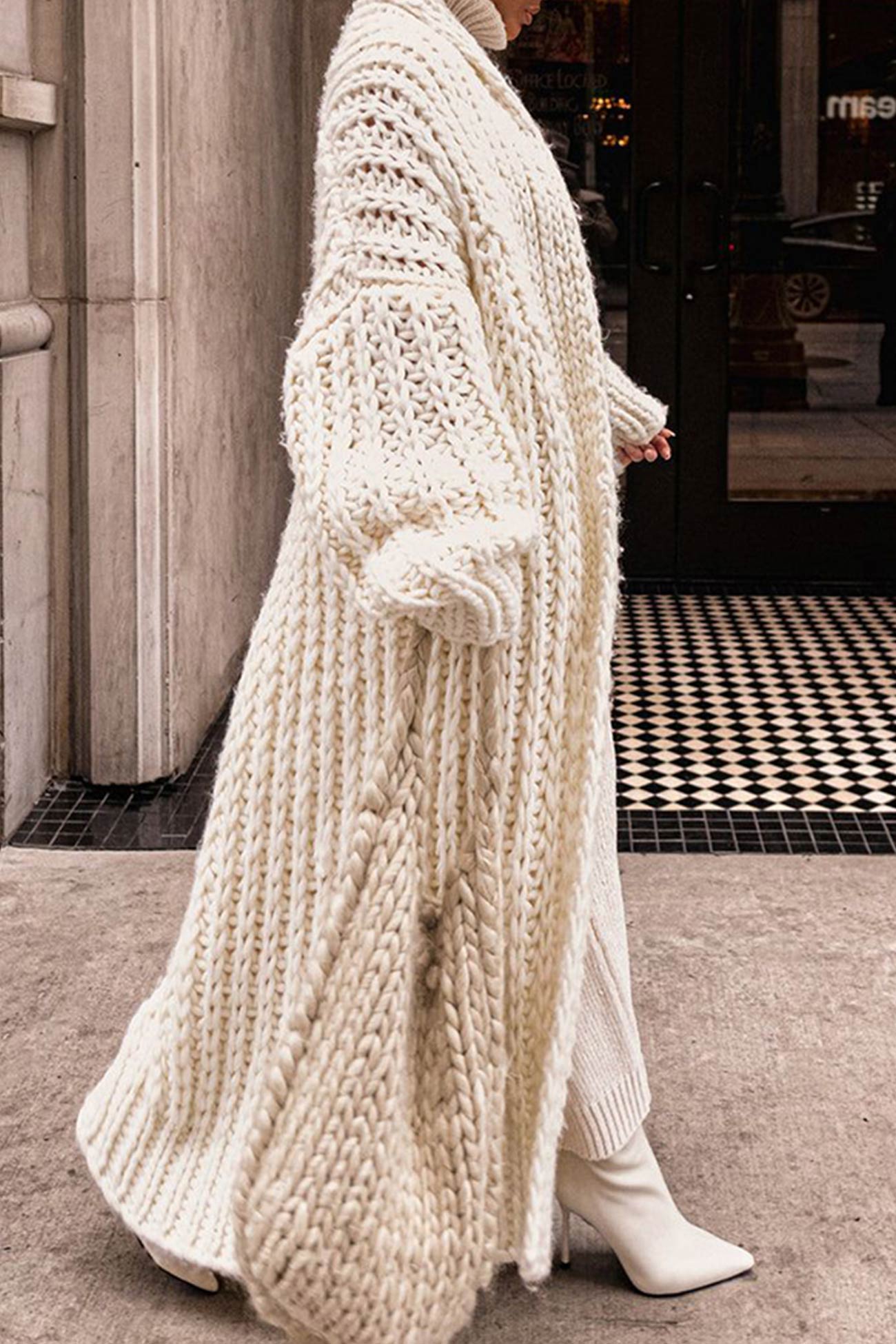 ModeGeist | Damen Lange Gestrickte Strickjacke