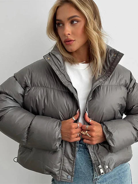 ModeGeist | Pufferjacke - Gepolstert und Kurze Passform - Hoher Kragen - Winddicht und Warm