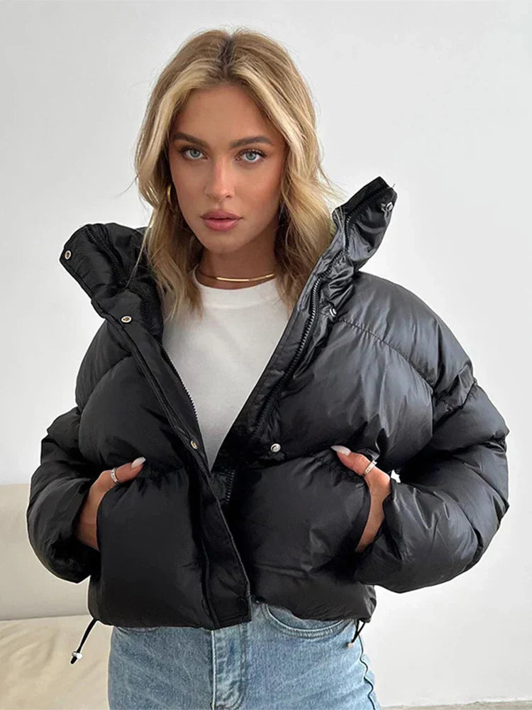 ModeGeist | Pufferjacke - Gepolstert und Kurze Passform - Hoher Kragen - Winddicht und Warm