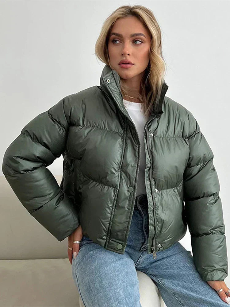 ModeGeist | Pufferjacke - Gepolstert und Kurze Passform - Hoher Kragen - Winddicht und Warm