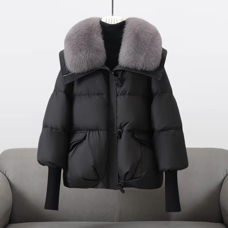 ModeGeist | Damen Warmer Kurzer Mantel mit Gepolsterter Kapuze