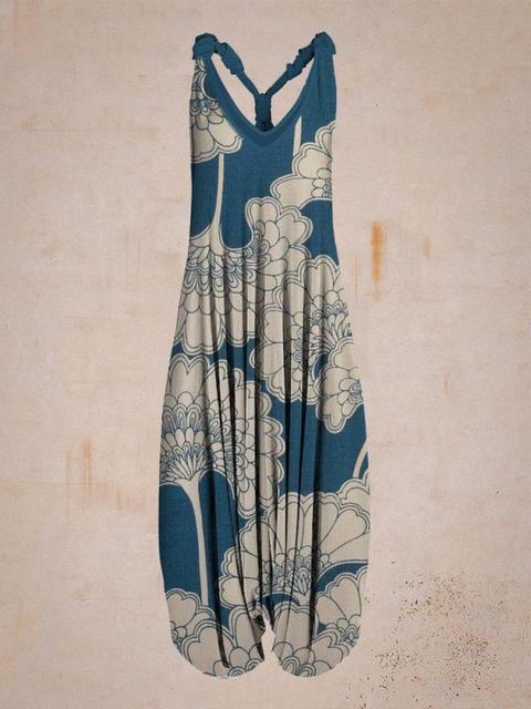 Damen Jumpsuit mit Muster, ärmellos