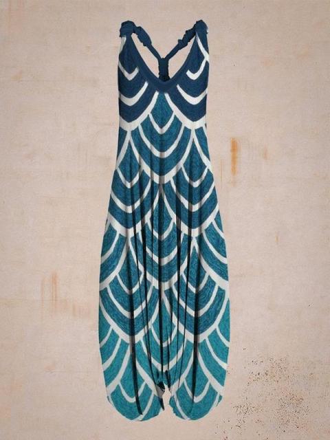 Damen Jumpsuit mit Muster, ärmellos