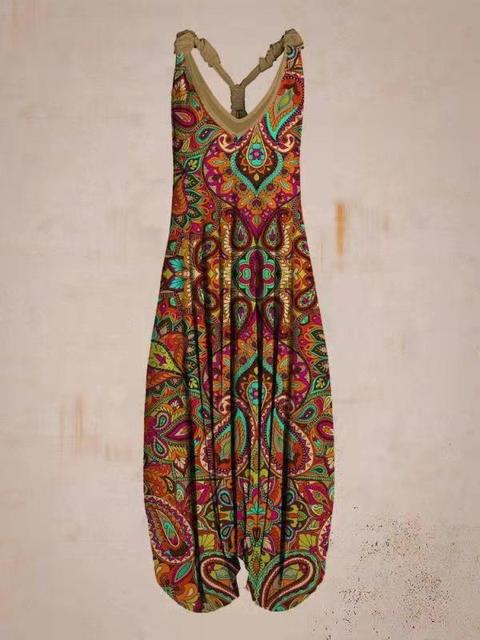 Damen Jumpsuit mit Muster, ärmellos