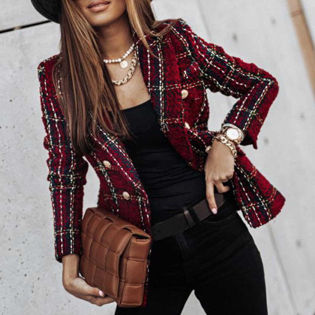 ModeGeist | Tweed Blazer mit Knöpfen Klassischer Schnitt Zeitlose Eleganz