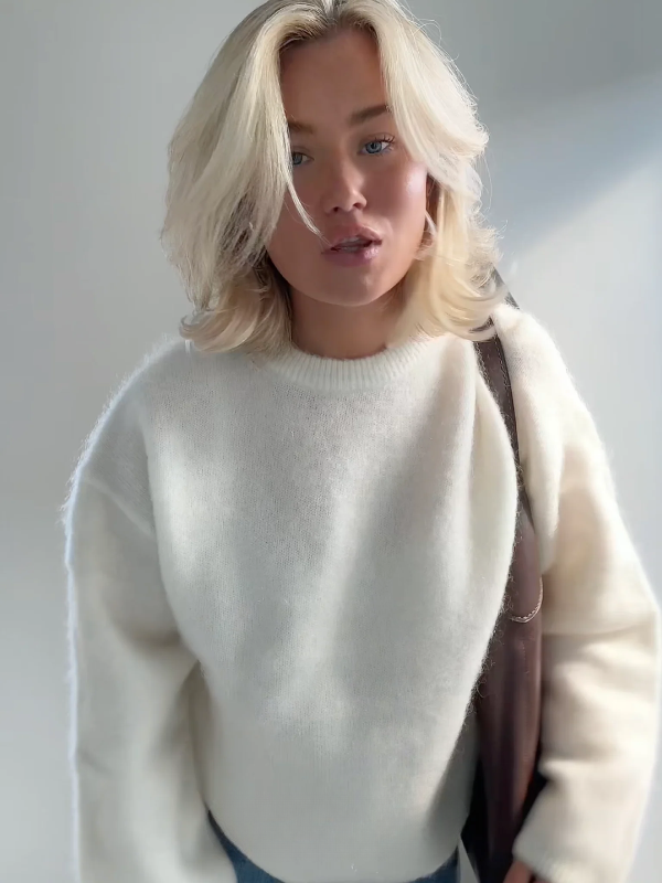 ModeGeist | Pullover Pullover Mohair Mix Übergröße Passform Lange Ärmel Rundhals
