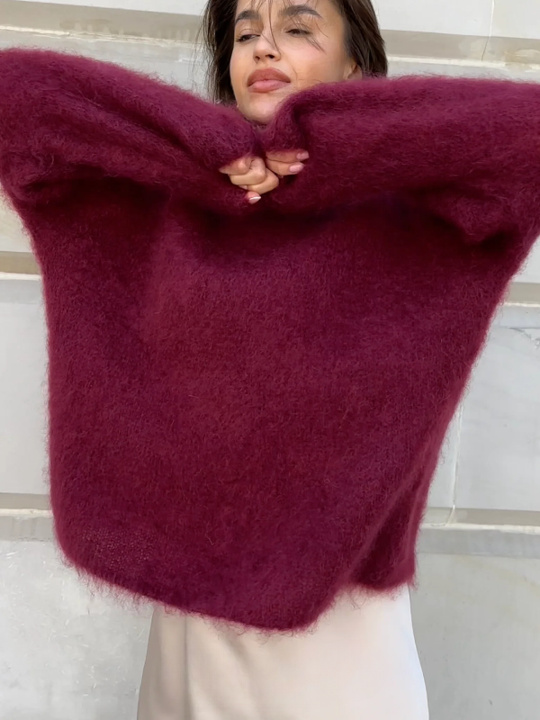 ModeGeist | Pullover Pullover Mohair Mix Übergröße Passform Lange Ärmel Rundhals