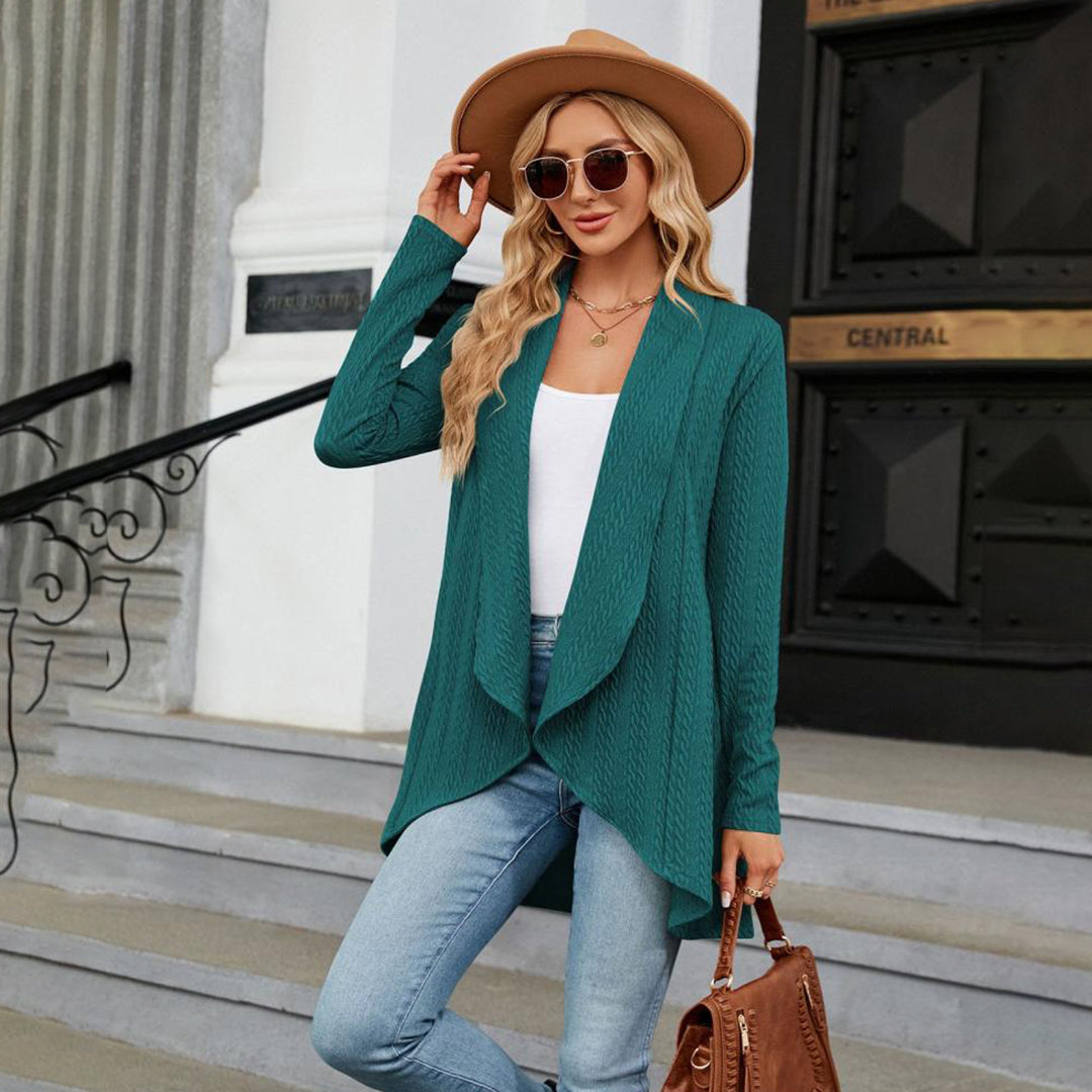 ModeGeist | Strick-cardigan Wasserfallkragen Entspannte Eleganz