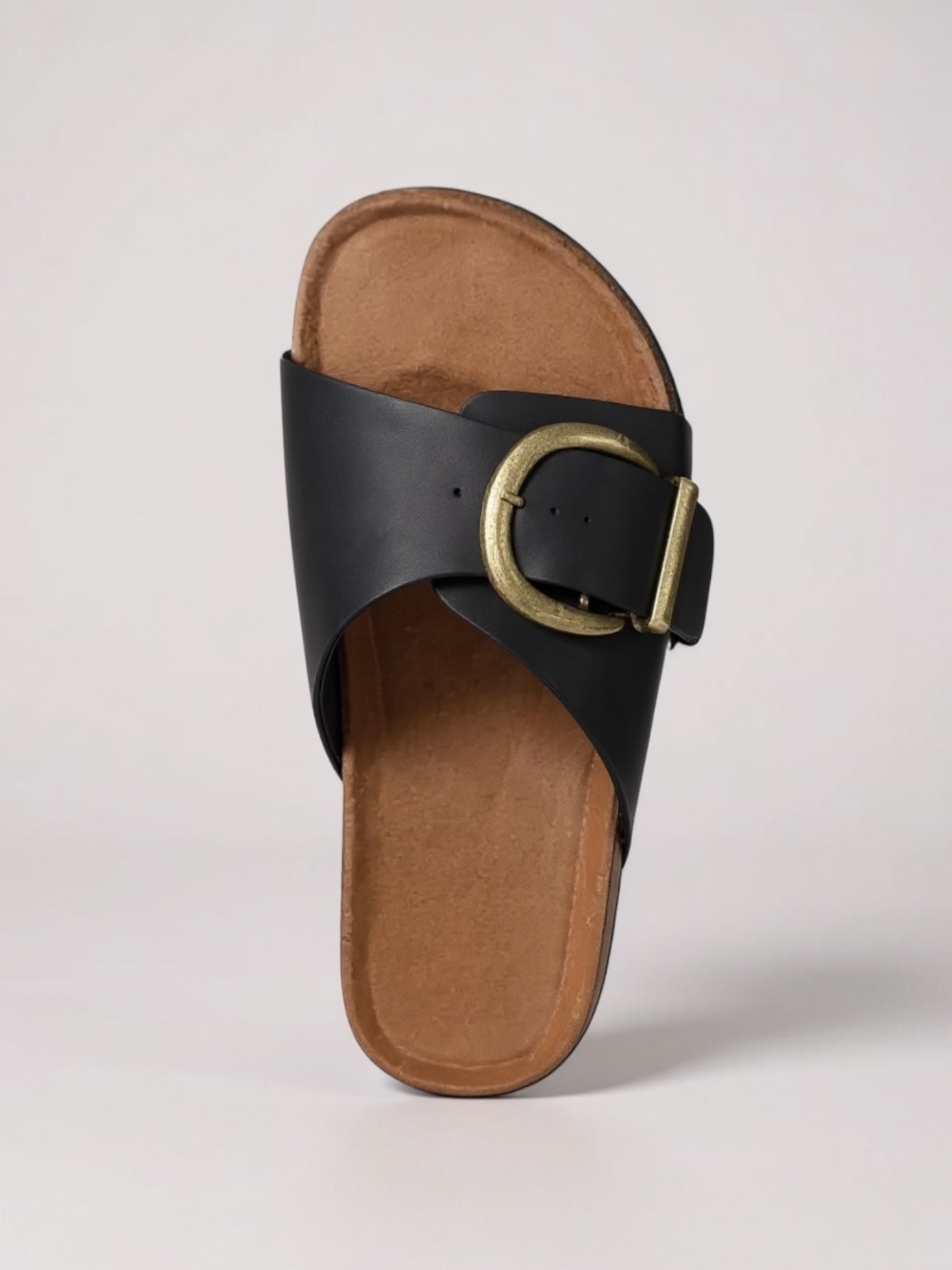 MODEGEIST Damen Pantoletten Schnallen Beige Gepolstert