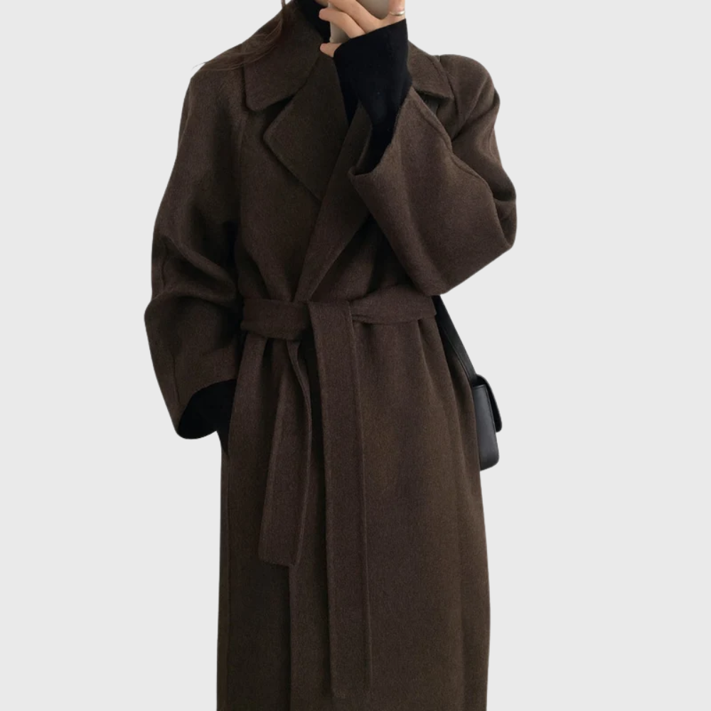 MODEGEIST Damen Gürtelmantel klassisch Winter tailliert