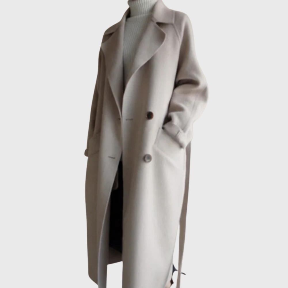 MODEGEIST Damen Langer Mantel Offene Front Seitentaschen