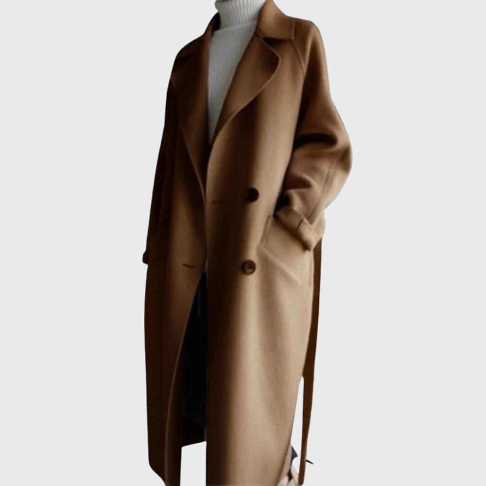 MODEGEIST Damen Langer Mantel Offene Front Seitentaschen
