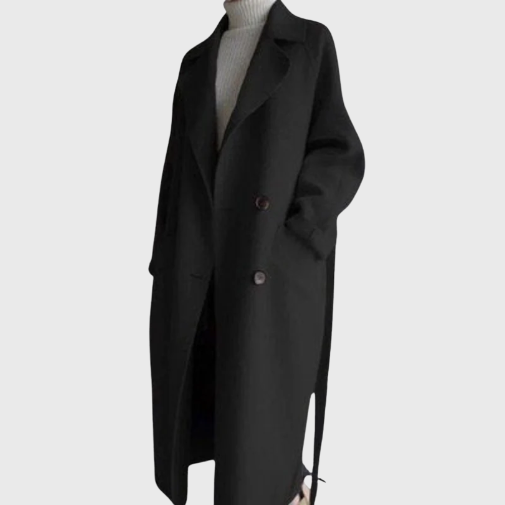 MODEGEIST Damen Langer Mantel Offene Front Seitentaschen