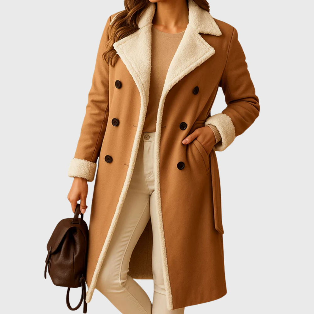 MODEGEIST Damen Langer Wintermantel mit Isolierung und Kapuze Elegant