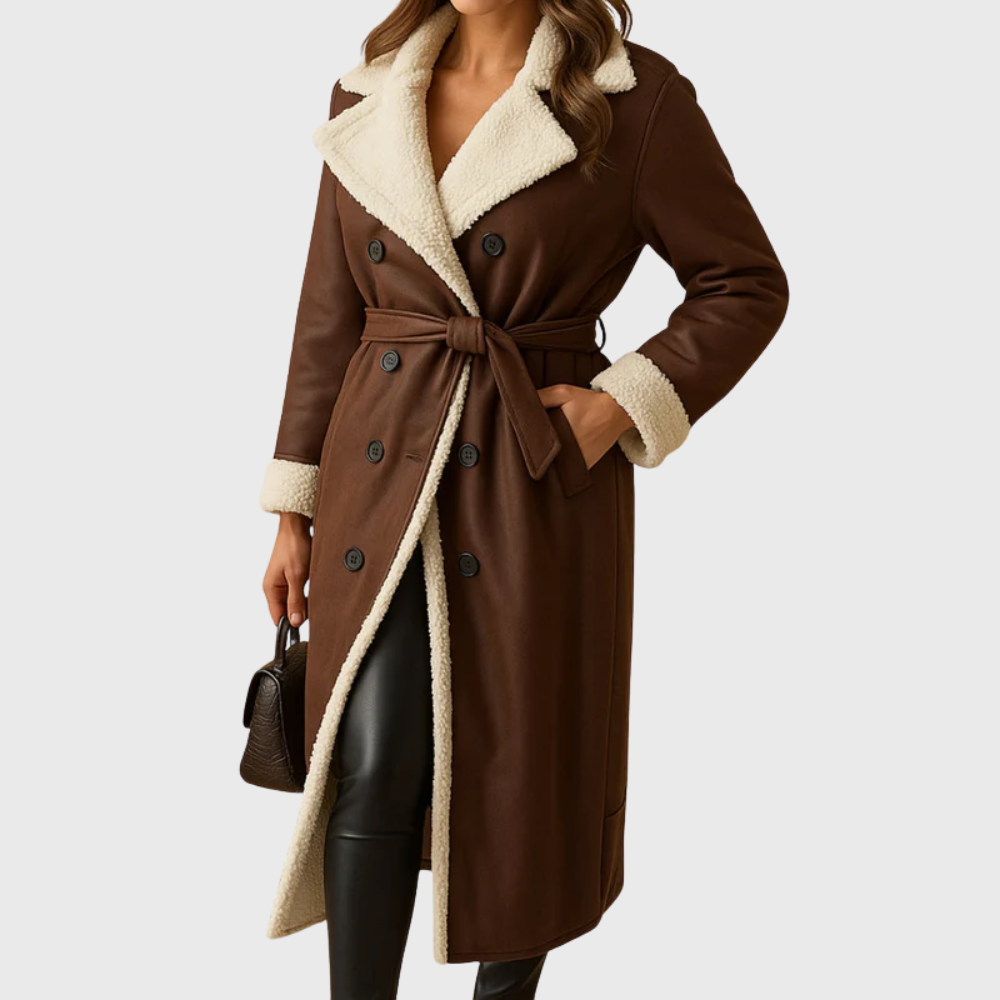 MODEGEIST Damen Langer Wintermantel mit Isolierung und Kapuze Elegant