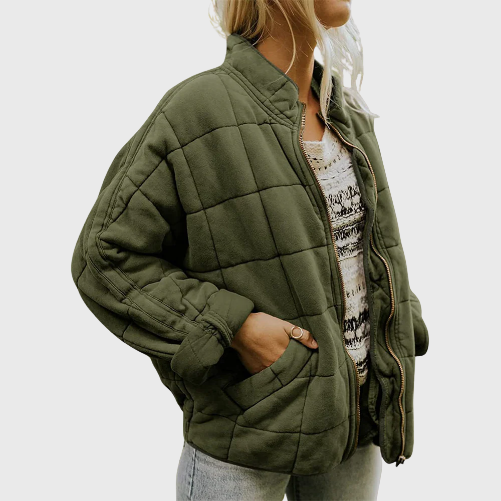 MODEGEIST Damen Steppjacke Beige Oversized Casual Vielseitig