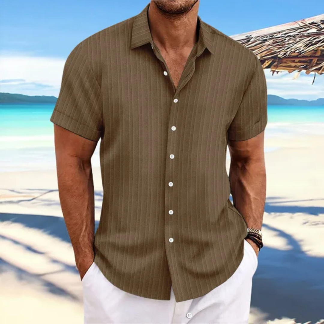 Piero Herren Hemd mit Streifen, Kurzarm