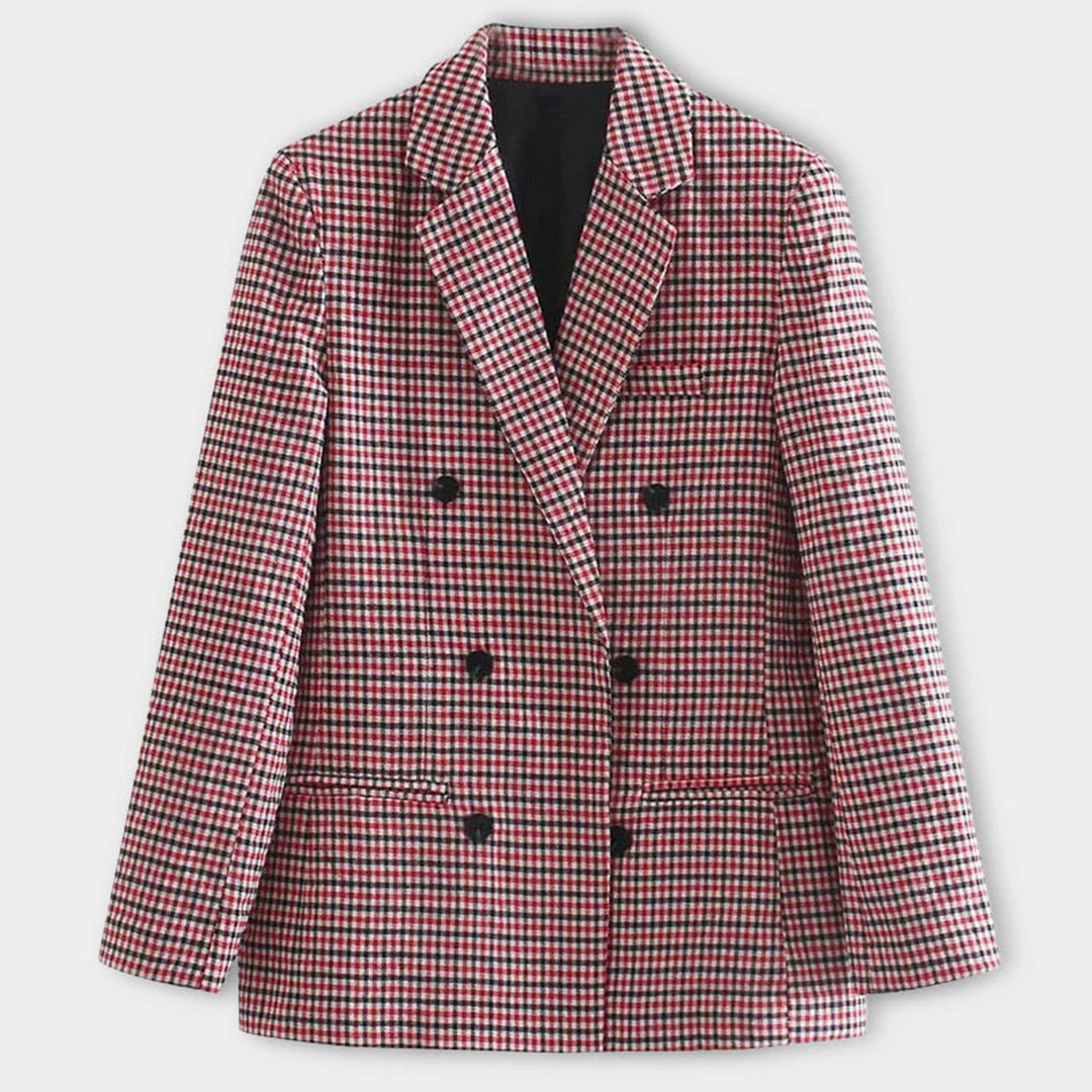 Eleganter Damenblazer von Avelena im schwarz-weißen Hahnentrittmuster
