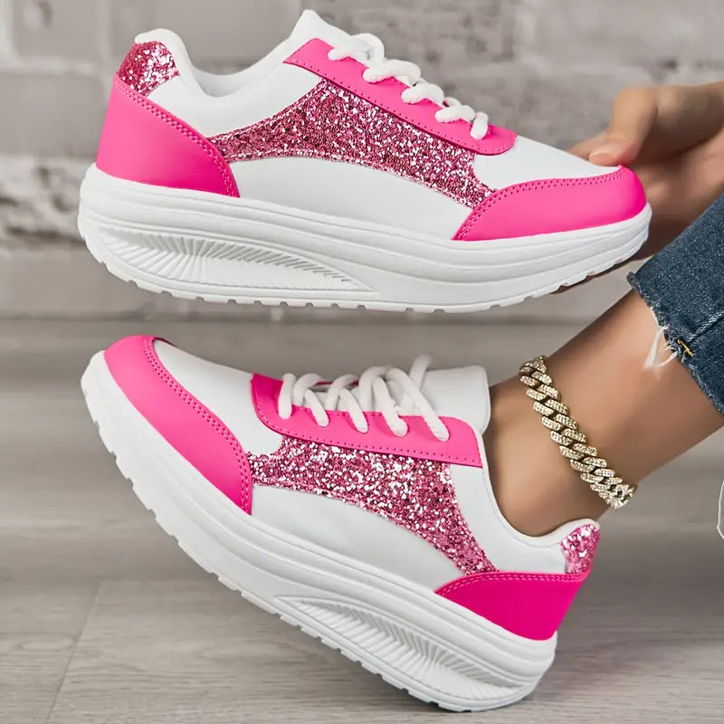 Leichte Damen-Pailletten Schuhe mit dicker Sohle von Maelys