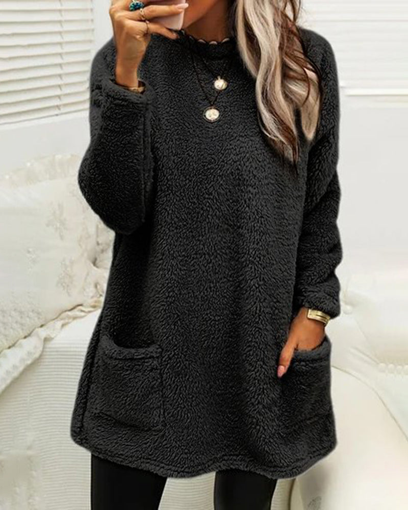 Damenpullover aus Plüsch im Teddy-Design