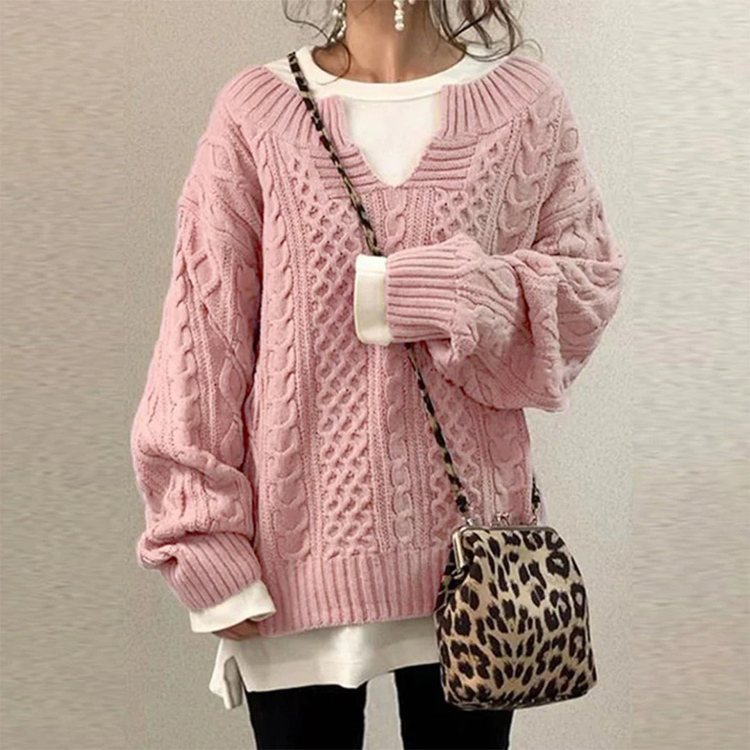 ModeGeist | Strickpullover mit Kabelstrick Baumwolle Überdimensioniert und Trendy