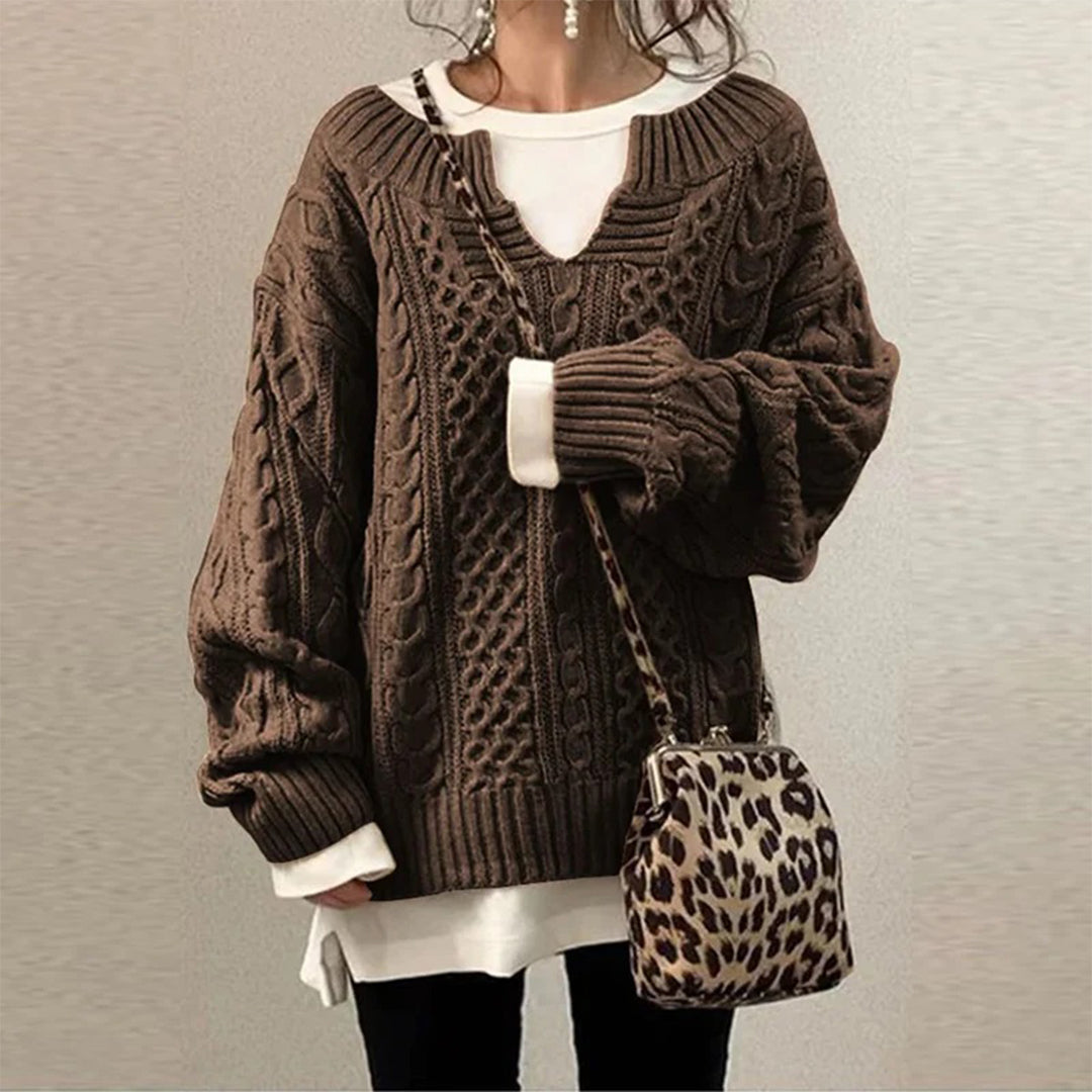 ModeGeist | Strickpullover mit Kabelstrick Baumwolle Überdimensioniert und Trendy