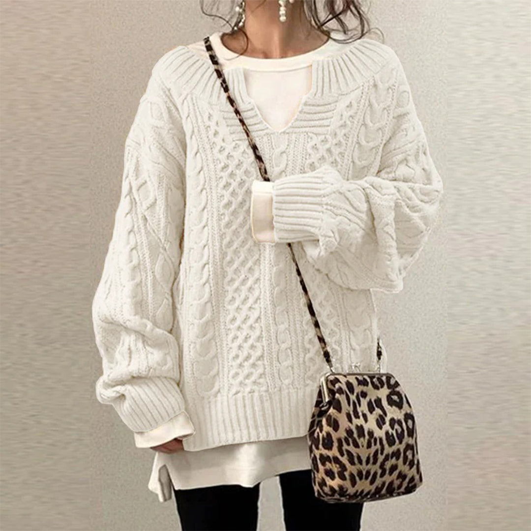 ModeGeist | Strickpullover mit Kabelstrick Baumwolle Überdimensioniert und Trendy
