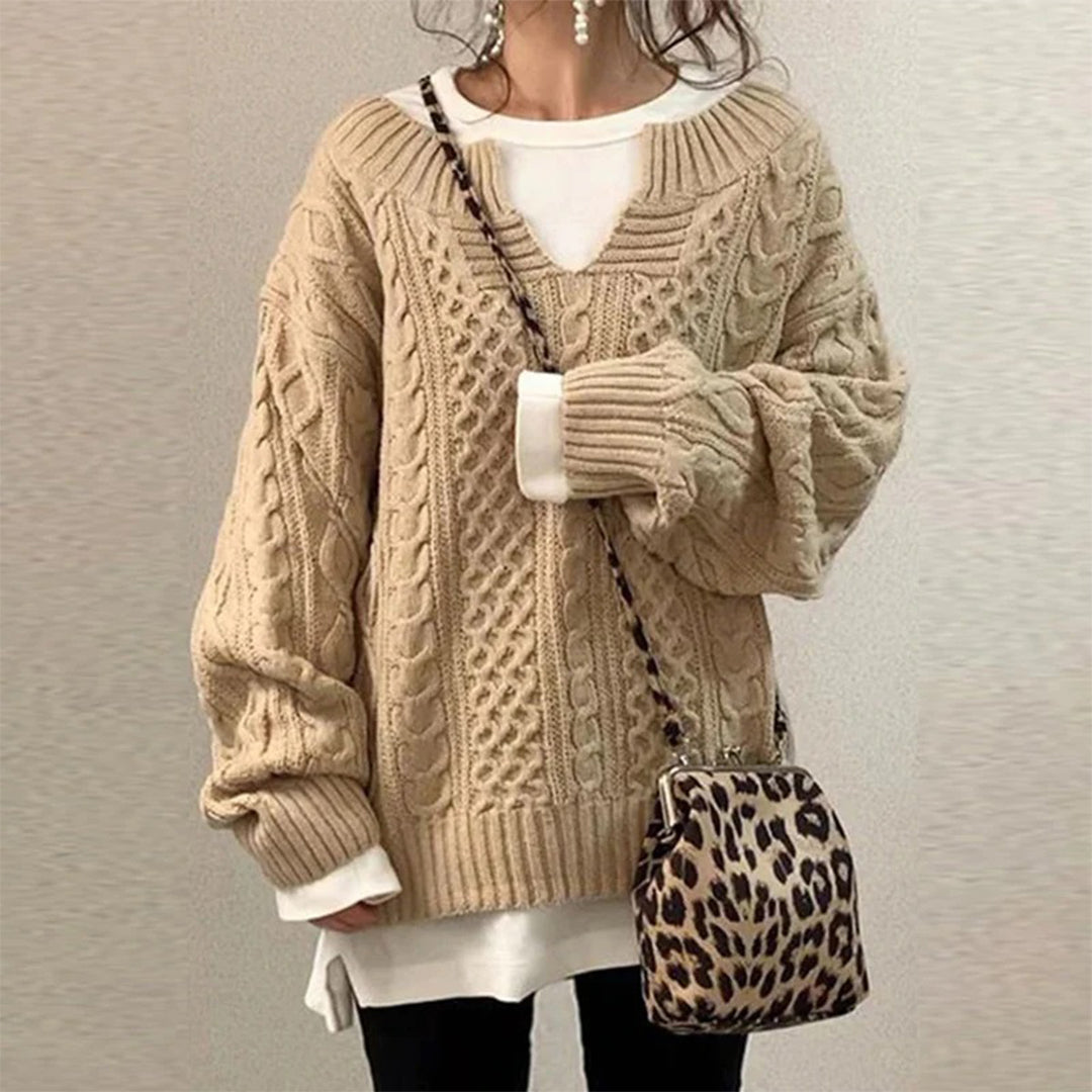 ModeGeist | Strickpullover mit Kabelstrick Baumwolle Überdimensioniert und Trendy
