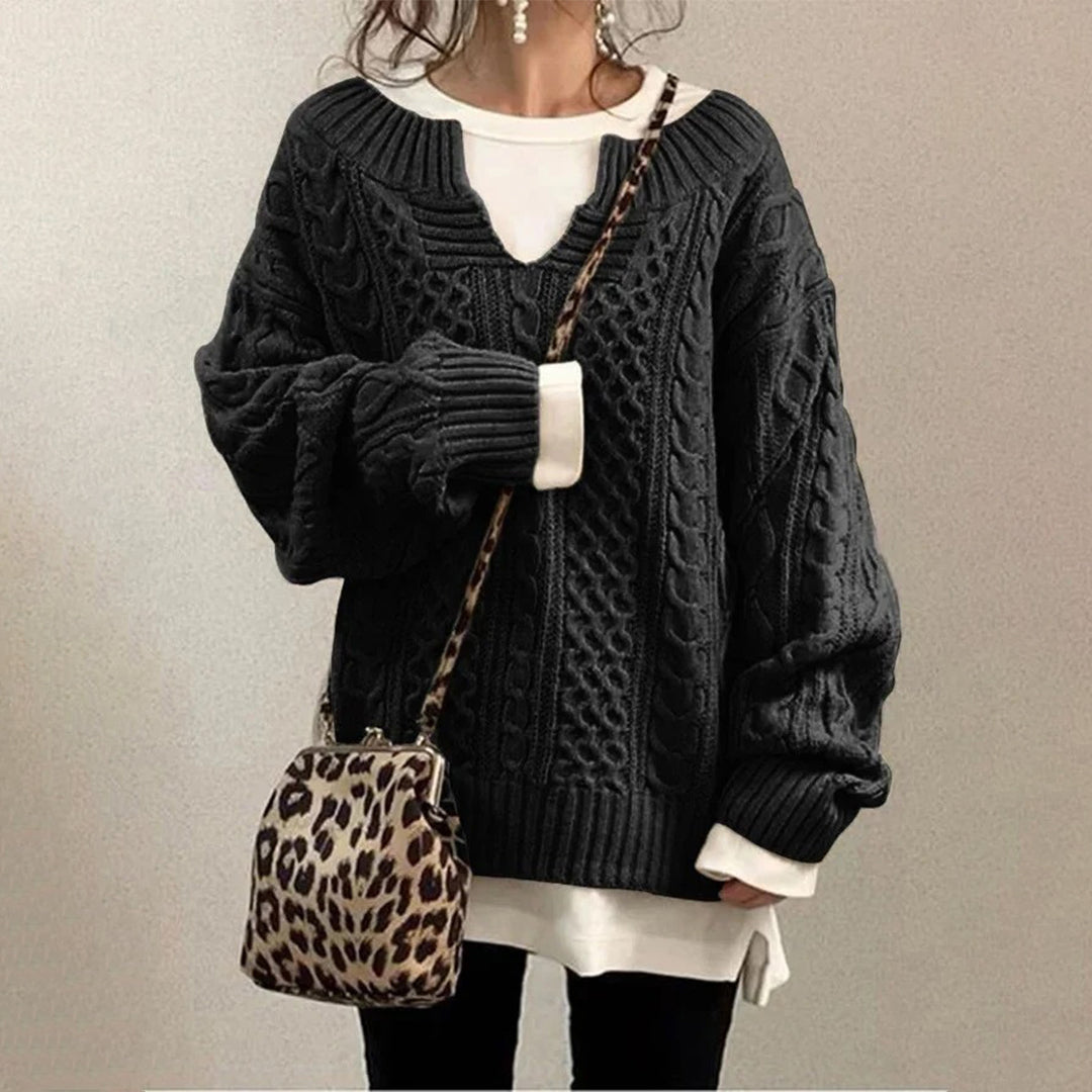 ModeGeist | Strickpullover mit Kabelstrick Baumwolle Überdimensioniert und Trendy