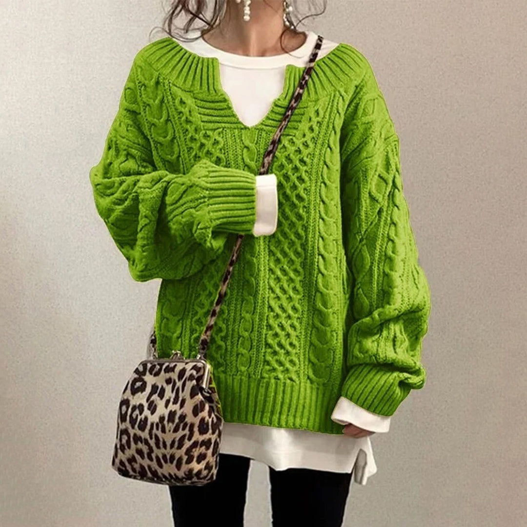 ModeGeist | Strickpullover mit Kabelstrick Baumwolle Überdimensioniert und Trendy