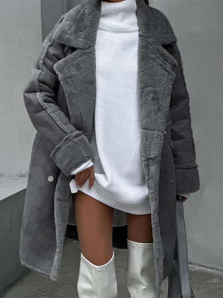 Elegantly thick and long women's coat - Rozali