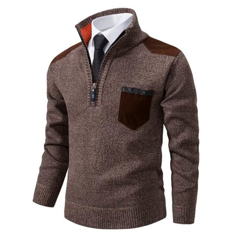 Herren-Rollkragenpullover mit Reißverschluss