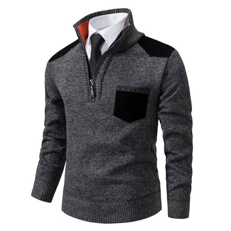 Herren-Rollkragenpullover mit Reißverschluss