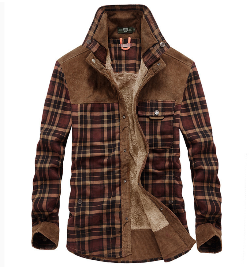 ModeGeist | Warme Flanell-Winterjacke für Herren mit Stehkragen