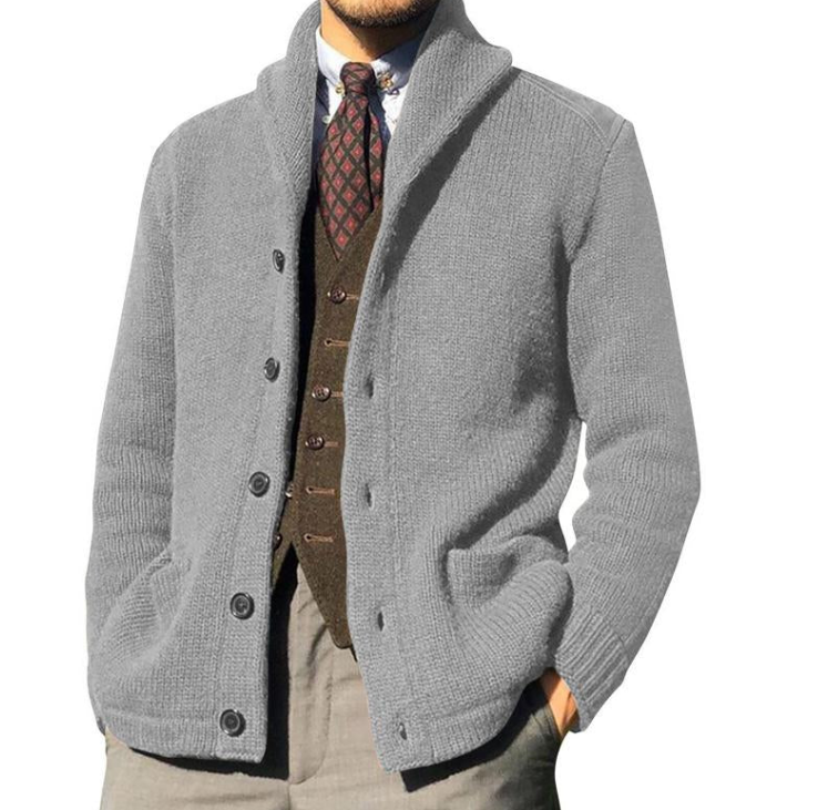 ModeGeist | Klassisches gestricktes Herrenjackett mit Knöpfen