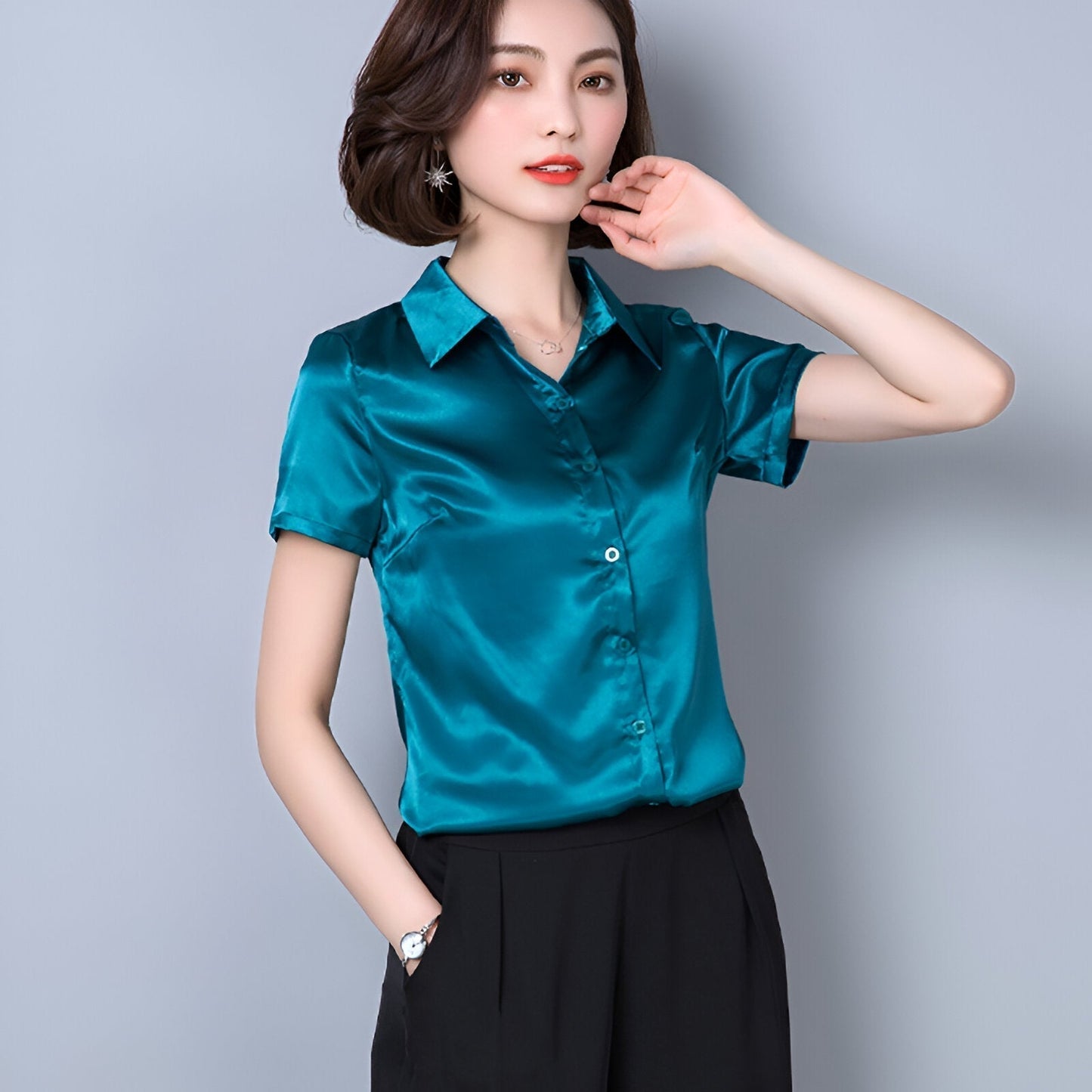 Luxuriöse Satin-Seidenbluse von Dragan