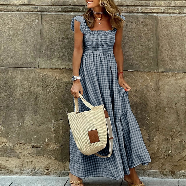 Johannas langes Karo-Kleid mit Taschen