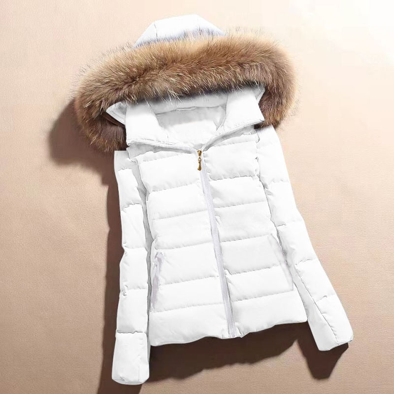 ModeGeist | Winterjacke mit Kunstfellkragen für Damen