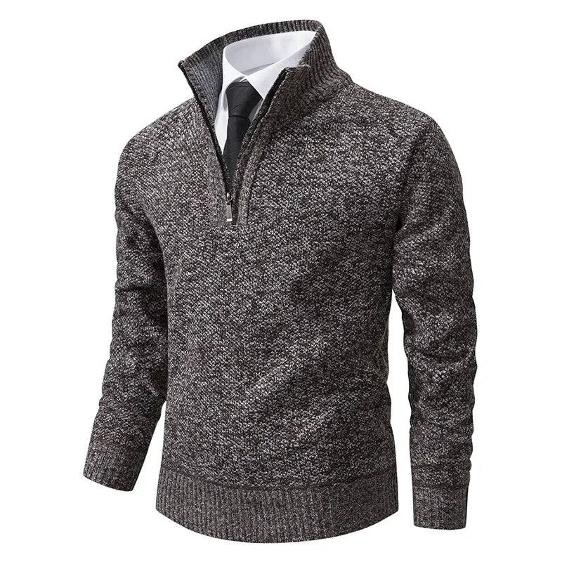 Fleece-gefütterter Pullover von Fudus mit Halb-Reißverschluss