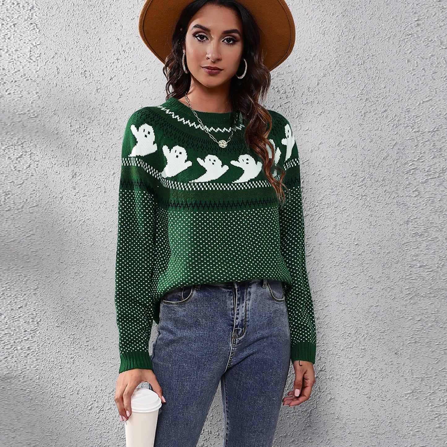 ModeGeist | Halloween Geist Weinlese Damen Pullover