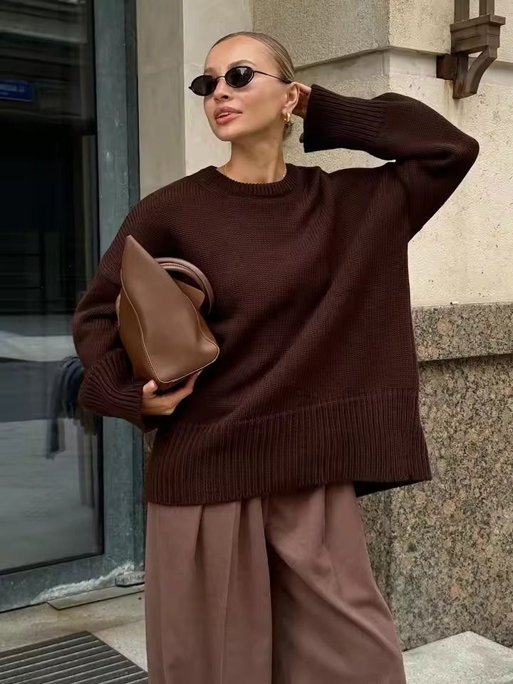ModeGeist | Damenpullover mit Langen Ärmeln und Rundhalsausschnitt