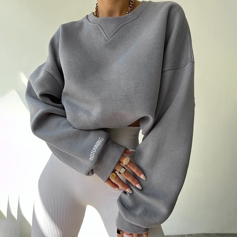 Oversized Langarm-Sweatshirt mit Rundhalsausschnitt von Fudus