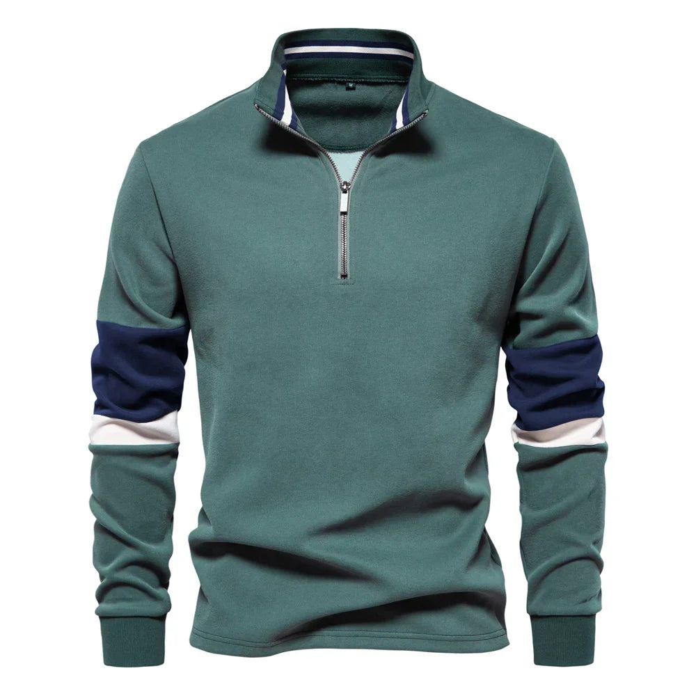 ModeGeist | Langarmiger Pullover mit Reißverschluss Baumwollmischung Trendy und Komfortabel